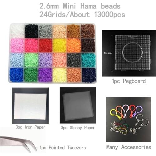 24 Color 2.6mm PUPUKOU Bead 13000pcs with template tool Hama Beads set for Children Educational jigsaw puzzle DIY Toys Fuse Bea