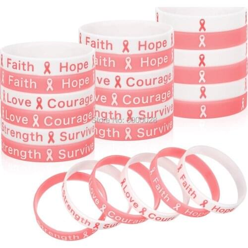 300pcs Breast Cancer Awareness Love Courage silicone wristband Personalized Rubber bracelets shipping by DHL A