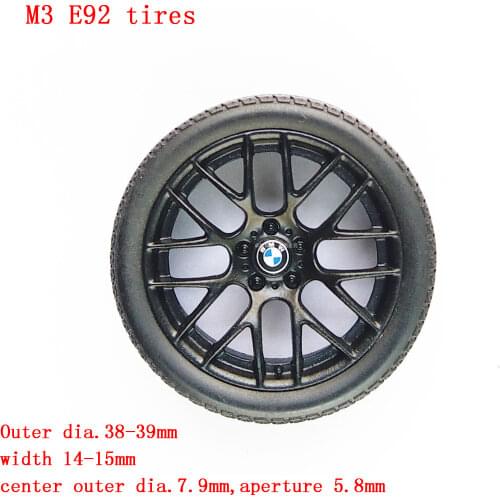 4pcs 1/18 Car Model Tires M3 E92 750Li Z8 1:18 MINI Toy Car Plastic Wheels with Rubber Tyres Spare Parts