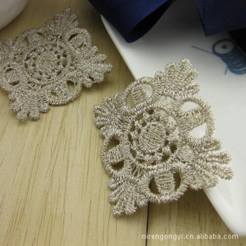 40mm*40mm nylon yarn lace gold prismatic lacework Water Soluble Lace Diy Handmade Patchwork Apparel Sewing Fabric 5pcs/Lot