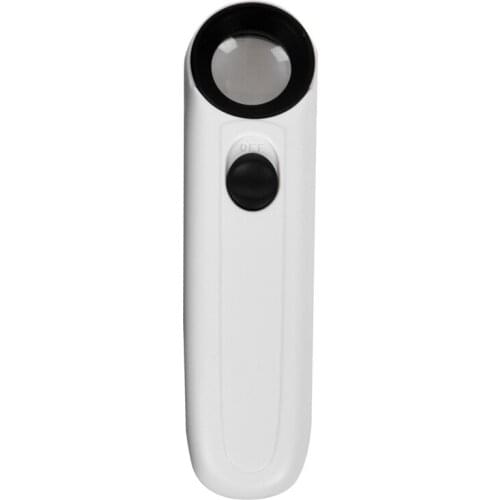 40X 21mm Pocket Jewelry Magnifier LED Light Handle Jeweler Glass Lens Loupe