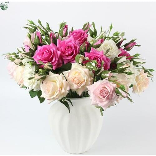 5 or10pcs/lot Floral Artificial Flowers Rose Bridesmaid Wedding Bouquet Home Decor Party Flowers Latex Real Touch Rose