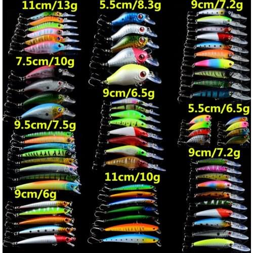 71pccs/lot Fishing Lures Set Mixed 10 Varisized Model Hard Baits High Quality Minnow/VIB/Crank Bait Mix 71 Colors Fishing Tackle