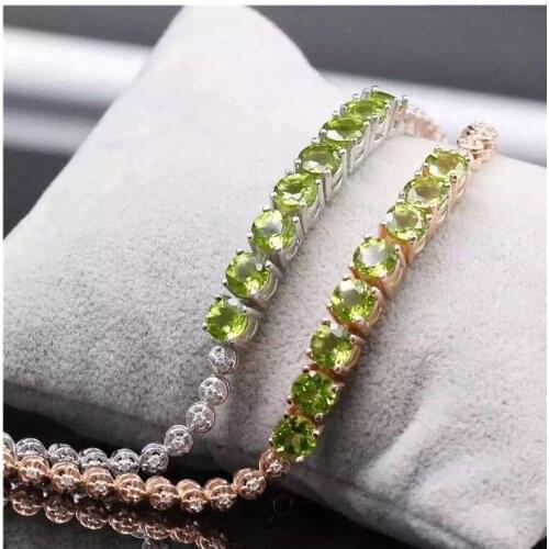 Free shipping Natural and real Peridot 925 sterling silver Fine jewelry gems 6mm 8pcs
