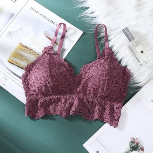 Seamless Lace Padded Bra Tube Tops Underwear Sexy Lingerie Women Deep V Bralette Push Up Bras