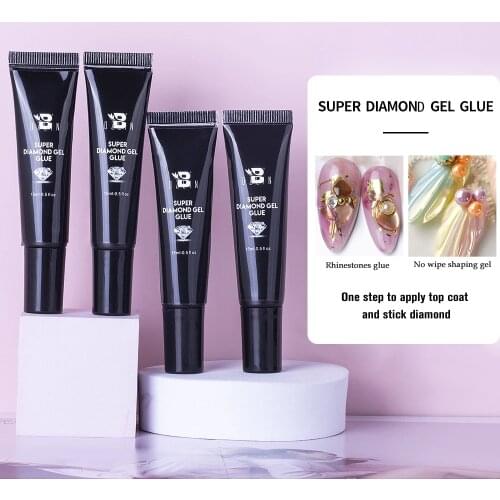 BOZLIN Super Diamond Gel For DIY Nail Art Crystal Jewelry Decoration Rhinestones Top Coat Nail Gel Polish Strong Adhesive Glue