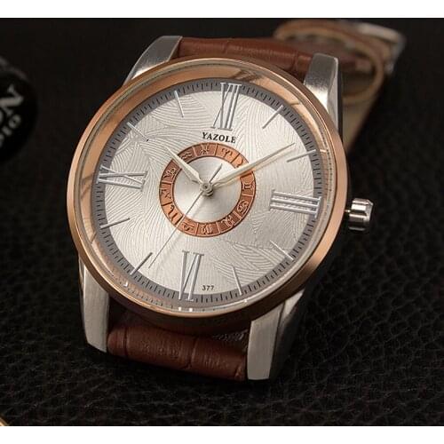 YAZOLE Men Watch Top Brand Luxury Fashion Constellation Watch Leather Mens Watch Waterproof Watches kol saati relogio masculino