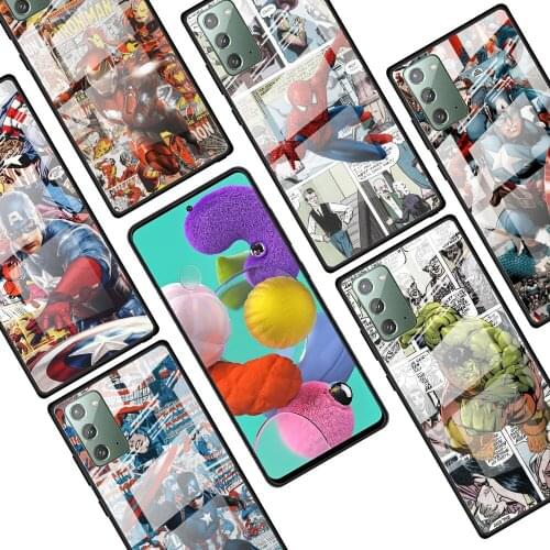 Spiderman captain america for Samsung Galaxy Note 20 Ultra 10 Lite Plus 9 8 5G A70 A50 A40 A30 A20 Tempered Glass Phone Case