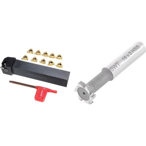 HSS 6 Flutes T Slot Cutter End Milling Cutter Tool 16X3mm & SER2020K16 CNC Lathe Turning Tool Holder Boring Bar Promotion