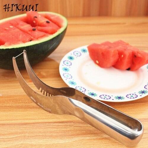 Qualitied 410 Stainless Steel Melon Cutter Slicer Watermelon Scoop Corer Slicer Fruit Melon Knife Creative Kitchen Tools