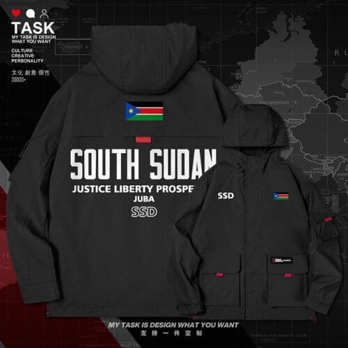 South Sudan Sudanese SSD men jacket hooded nation flag long sleeve coat streetwear chaquetas hombre clothing clothes autumn