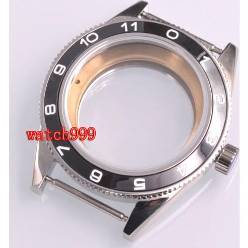 41mm Brushed WATCH Case Sapphire Glass ceramic Bezel Fit ETA 2824 2836 DG2813 miyota 8205 8215 Movement