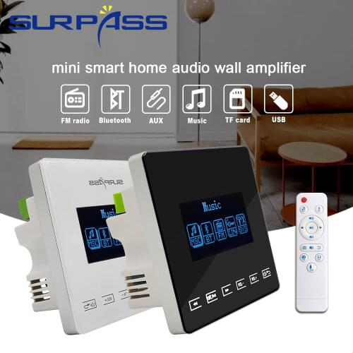Mini Audio In Wall Amplifier Bluetooth Fm Touchkey Smart Background Music System 2*15W HiFi Tv Panel Stereo Sound for Hotel Home