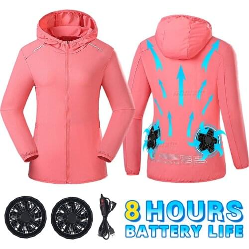 Summer Cooling Fan Jacket Cycling Fishing Camping USB Power Supply Women Running Hiking Windbreaker Air Conditioning Clothing