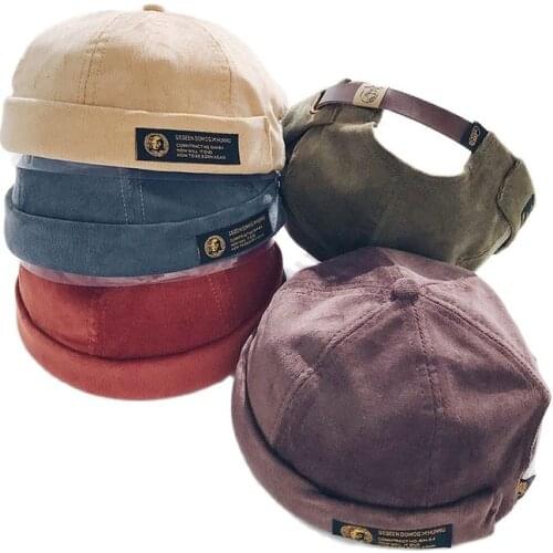 Retro Corduroy Original Docker Sailor Biker Cap Brand Brimless Skullcap Men And Trend Hip-hop Hat Autumn And Keep Warm Hat