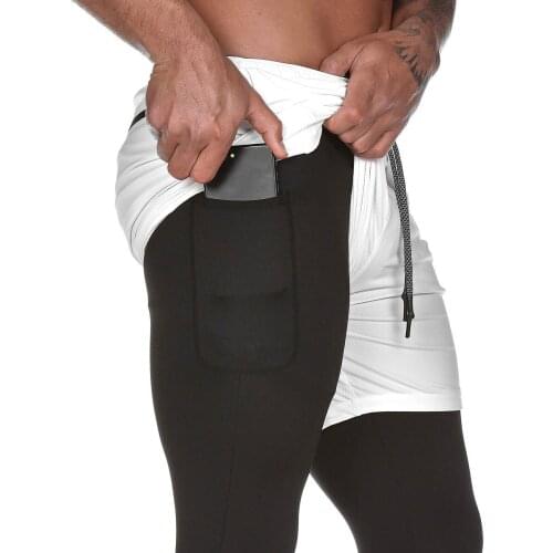 Men Double-deck Running Shorts Summer Quick Drying Sports Fitness Jogging Gym Shorts mens clothing