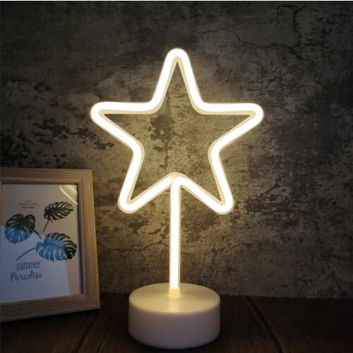 USB/Battery Operation Moon Star LED Neon Sign Light Holiday Cactus Night Light Wedding Xmas Decoration Home Gift Neon Lamp
