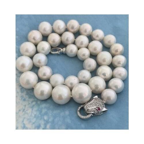 New charming gorgeous 12-15mm south sea round white pearl necklace 18inch earring set