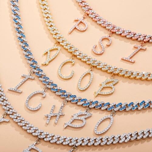 JINAO Custom Alphabet Pendant Necklace Iced Out Cubic Zirconia Alphabet Necklace Fashion Charm Jewelry Gift For Men Women Gift