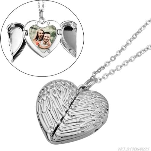 Heart Sublimation Blanks Angel Wing Love Heart Necklaces Custom Lockable Photo Blank MDF Printable Pendant Women F26 wholesales