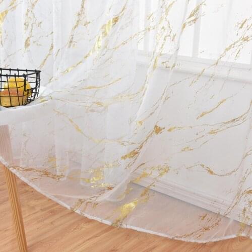 Translucidus Decoration Fashion Washable Gauze Curtain Golden Silver Marble Patterns Tulle For Bedroom Living Room 39.37"*78.74"