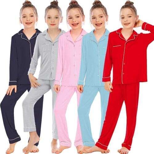 Christmas cardigan Modal pajamas girls' pajamas, childrens clothes, home clothes, solid color and comfortable boys' pajamas set