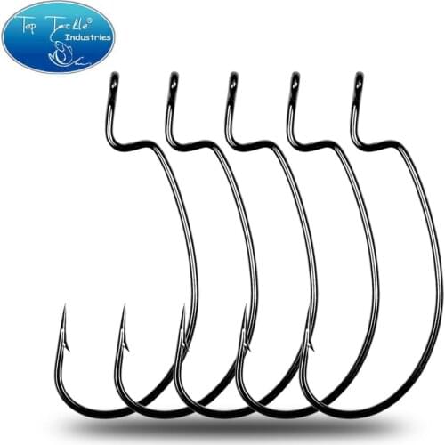 903-B Fishing Hooks Jig Crank Big Bass Hook Black High Carbon Steel Crank Barbed Hook for Soft Fishing Lure CF Lure