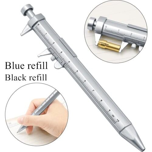 100mm Vernier Caliper Ballpoint Pen black blue 0.5mm Plastic Scale Ruler Gel Ink Pen for child School Office Writing Stationery