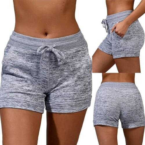 Women Shorts Solid Color Quick Dry Pockets Drawstring Stretchy Sports Shorts Minipants High Waist Shorts женские шорты 2021