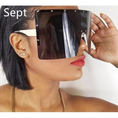 Sept Oversized Sunglasses One-piece Windproof Goggles Mirror Sunglass Women Men Rivet Sun Glasses UV400 Trend