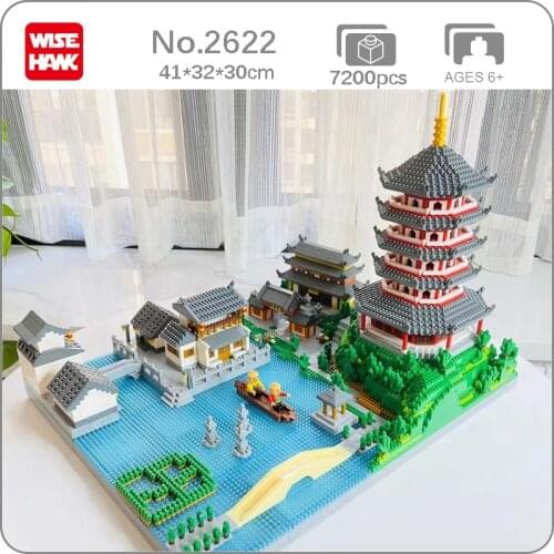 Weagle 2622 World Architecture West Lake Tower Temple Pagoda Ship 3D Mini Diamond Blocks Bricks Building Toy For Children No Box