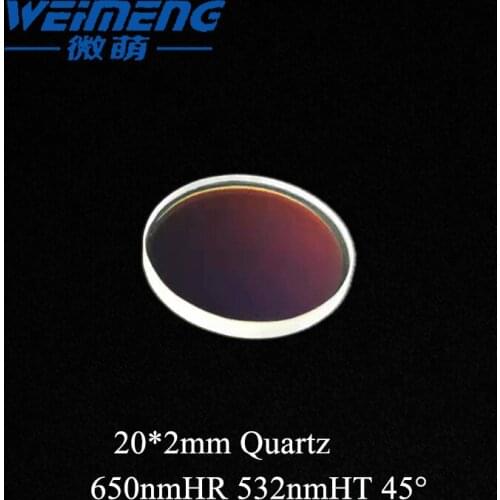 Weimeng Beam Combiner laser lens 20*2mm 650nmHR 532nmHT optical glass JGS1 quartz material For Optical Fiber Cutting Machine