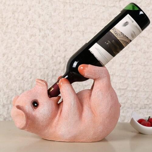Funny resin pink pig Wine holders Cartoon cute pig decorative wine holder Piggy bank