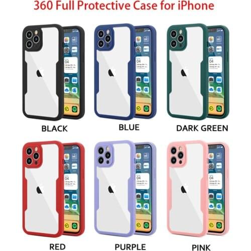 360 Full Protective Case For iPhone 11 12 Pro XS Max 7 8 Plus XR X SE2020 Soft Front Screen Protector + Shockproof Back Cover