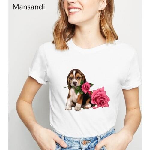 2019 Valentine Rose maiden T-Shirt women Summer tops harajuku funny Boston Terrier dog t shirt femme vogue white tshirt female