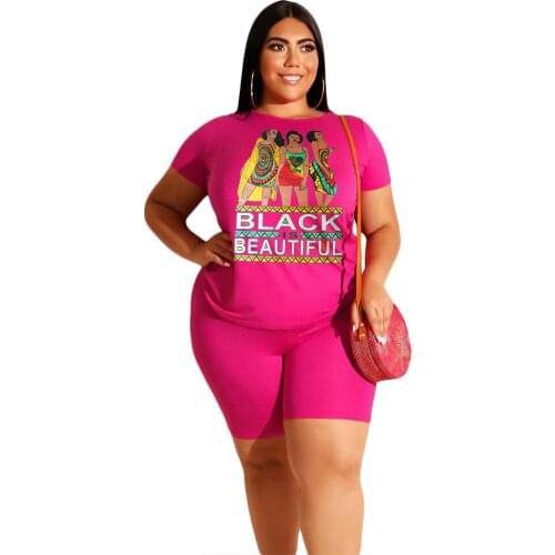 Outfits for Women Plus Size 2XL 3XL 4XL Carton T Shirt and Short Matching Sets Summer 2 Piece Set 2021 Conjunto Deportivo Mujer