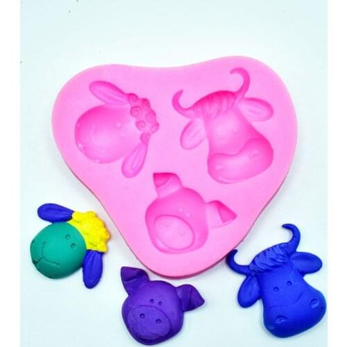 Animals Sugarcraft Silicone Mold For Cake Decorating Cow Sheep Pig Head Fondant Cupcake Form Chocolate Mould