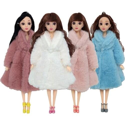 Winter Wear Warm Fur Coat Dress For 1/6 Dolls Flannel Coat Doll Clothes Fashion Dress Accessories Dress Up Toys