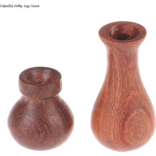 1:12 Dollhouse Miniatures Wood Vase Model Doll House Accessories Decorative Toy Simulation Furniture Toys