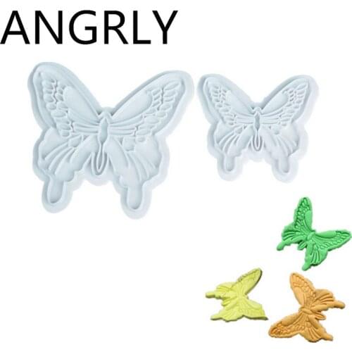 1bag/2pcs Sale Ciq Cozinha Silicone Cupcake Butterfly Cake Fondant Decorating Sugarcraft Cookie Plunger Cutters Mold