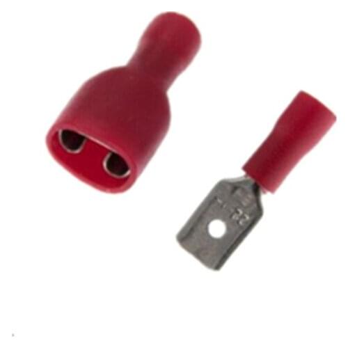 100pcs red Female Male fasten Insulated Crimp Terminal Spade Electrical & Wiring Connector FDFD1.25-250*50 MDD1.25-250*50