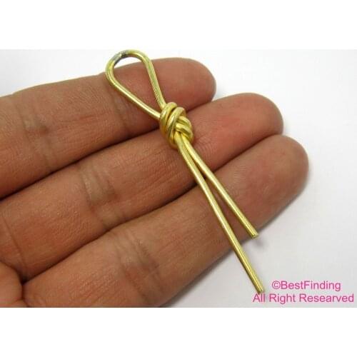 Brass long knot pendant 62mm Welded raw brass knotting -2pcs R190