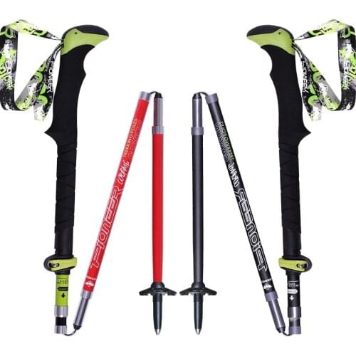 2pcs/pack Pioneer Ultralight Folding Trail Running Camping Hiking Walking Sticks Carbon Fiber Trekking Poles Lightweight Canes