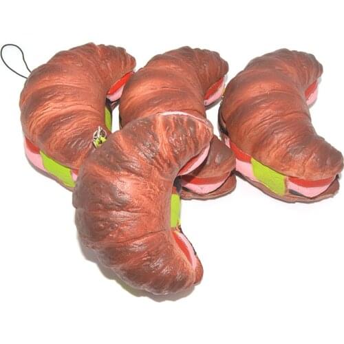 30PCS Croissant Hamburger Squishy Kawaii Collectibles Soft Bread Scented Toy Phone Strap Kids Gift