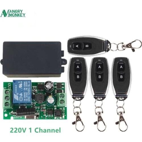 433Mhz Universal Wireless Remote Control Switch AC 85V ~ 250V 110V 220V 1CH Relay Receiver Module 4 pieces RF Remote Controls