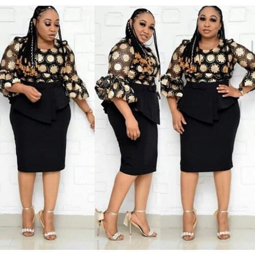 2021 African Dashiki dresses New Fashion Space layer fabric Bazin Elastic Party Famous sexy Design tops+skirts 2pcs/set For Lady