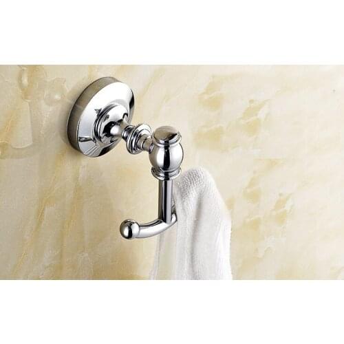 Bathroom Hardware Accessories Wall Mounted Polished Chrome Brass Robe Hook Dba806