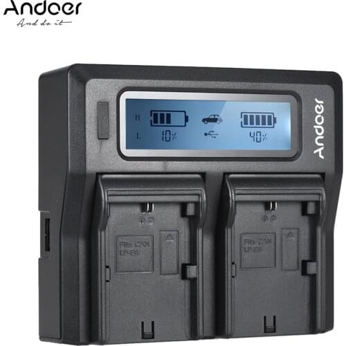 Andoer LP-E6 LP-E6N Dual Channel Digital Camera Battery Charger w/ LCD for Canon EOS 5DII 5DIII 5DS 5DSR 6D 7DII 60D 80D 70D