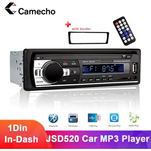 Cameho Autoradio 12V Car Radio Bluetooth 1Din Car Stereo Player Phone AUX-IN MP3 FM/USB/Radio Remote Control For Phone Car Audio