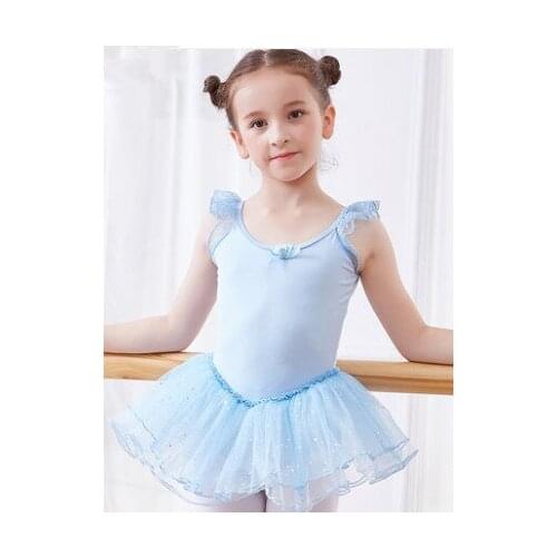 2019 Girls Ballet Tutu Tulle Dress Sleeveless Gymnastics Leotard Diamond Pink Bow Pattern Ballet Leotard For Girl Ballerina